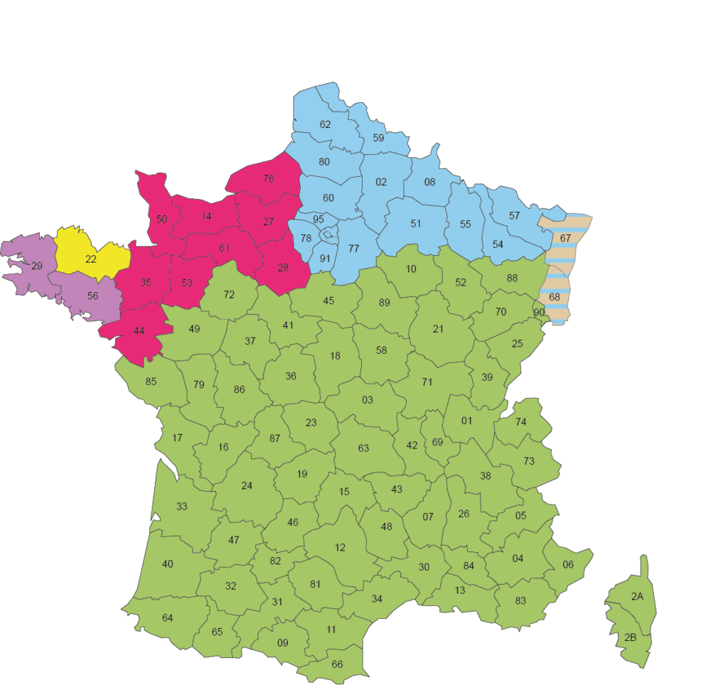 Carte répartition des secteurs