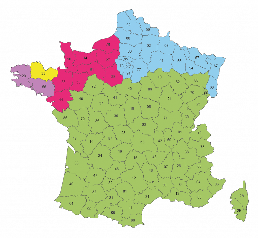 Carte des secteurs commerciaux